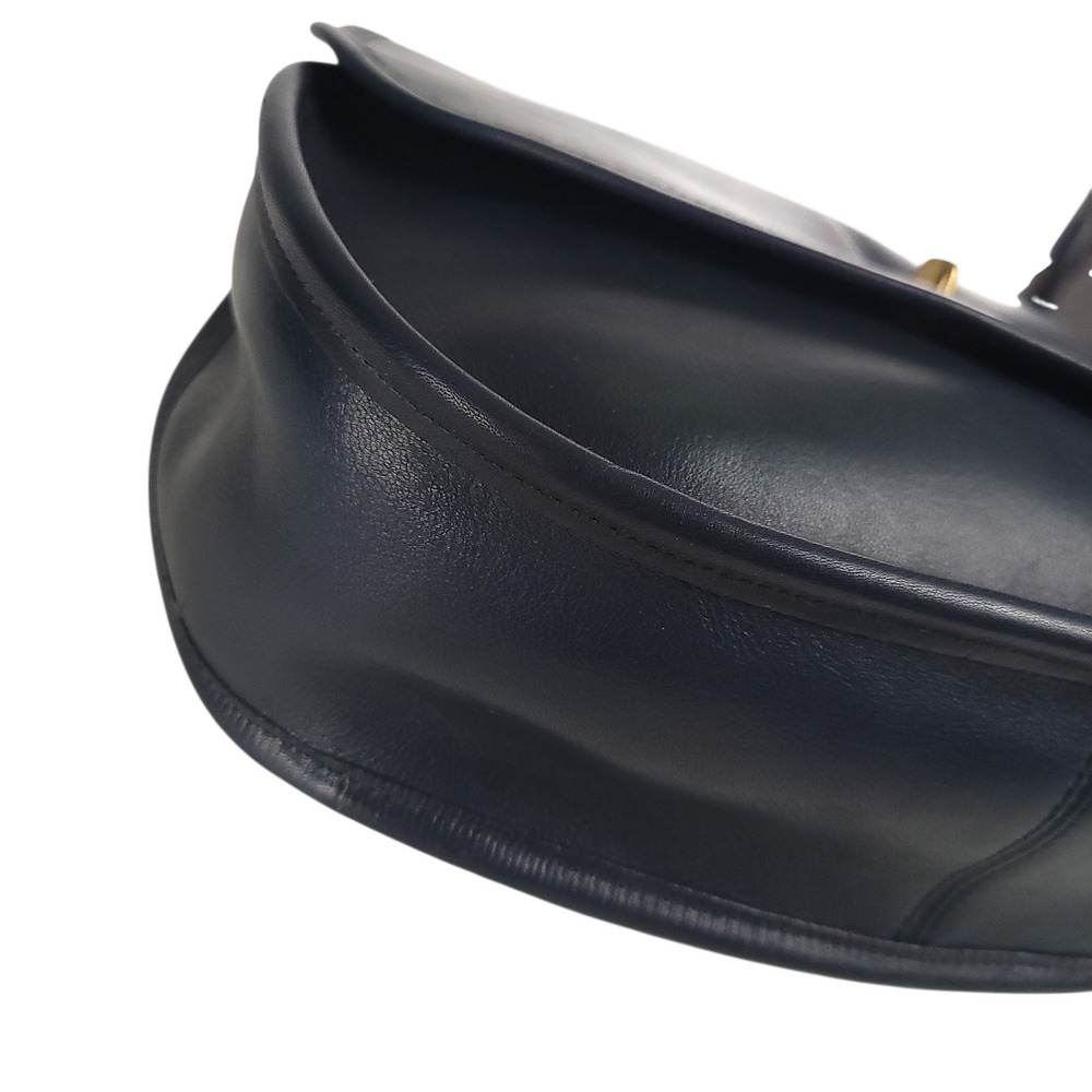 COACH Vintage Crescent Saddle Shoulder Bag 9235 NYC Navy Blue Leather Turn Lock - Picture 12 of 15